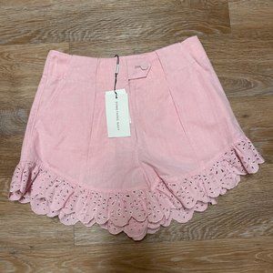 NWT SOMETHING NAVY Tailored Eyelet Hem Cotton & Linen Shots